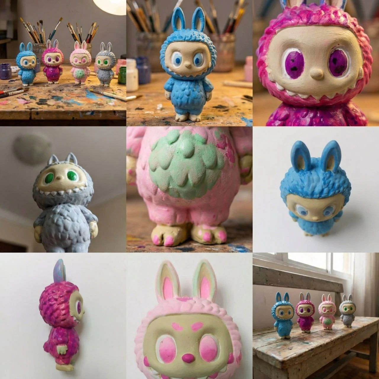 Коллаж ярких расписанных фигурок
